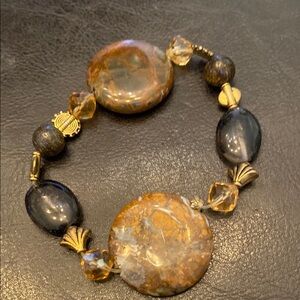 Brown Stone Bracelet with Earthy Charm